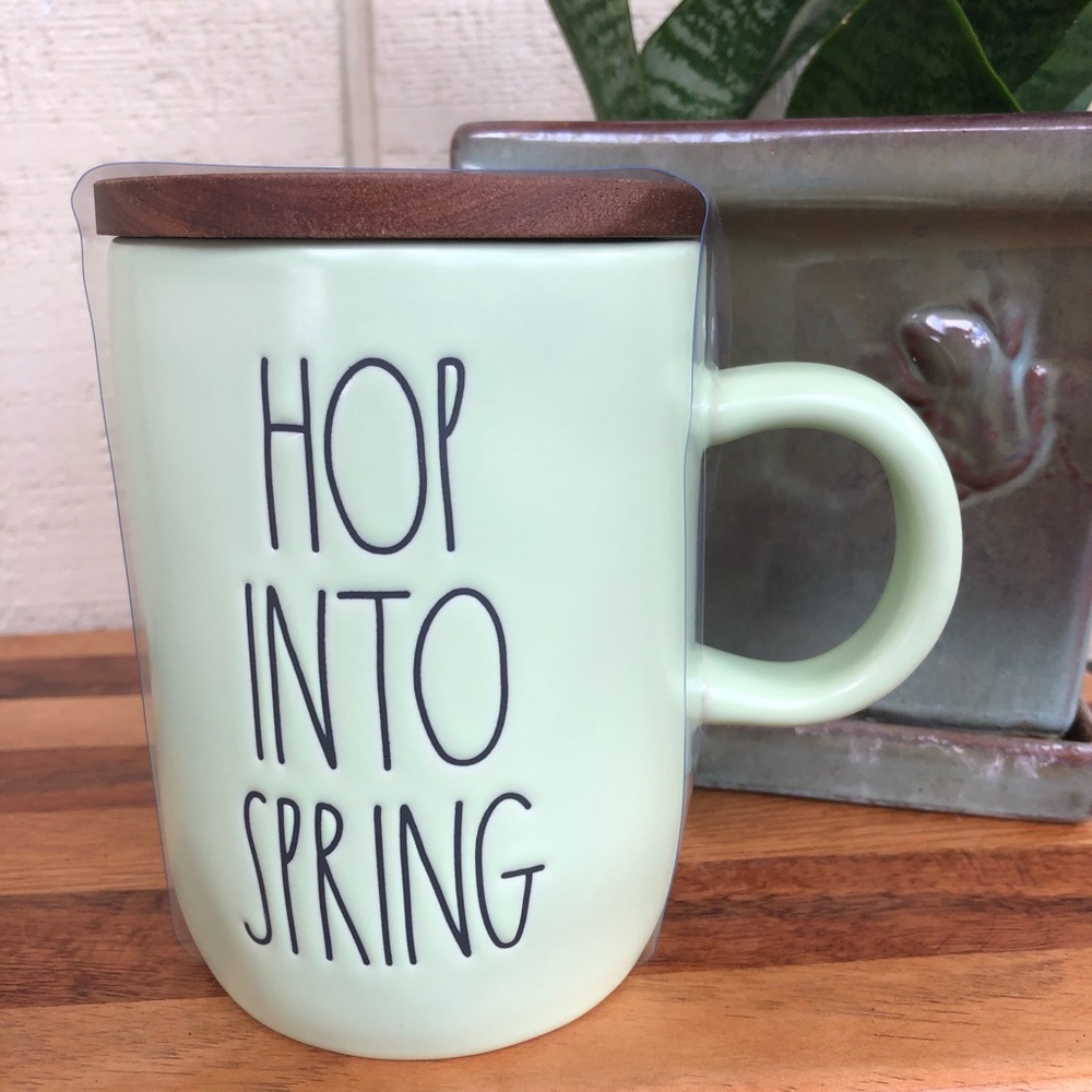 Rae Dunn HOP INTO SPRING mug with Lid